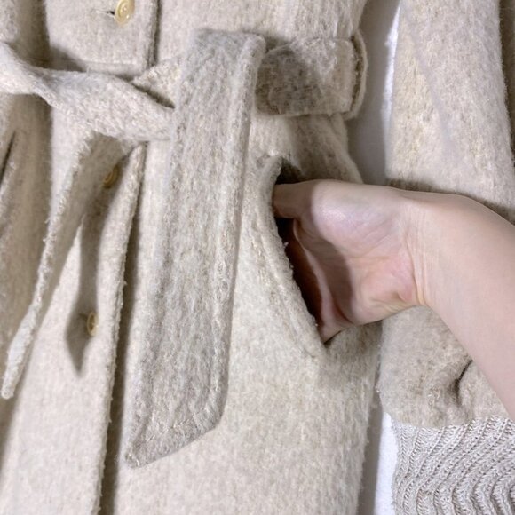 Vintage Irving Posluns Cream Long Wool Overcoat M - Picture 11 of 15